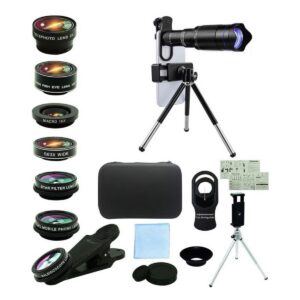 8 en 1 Teleobjetivo Lentes Zoom para Celular,HK 40X, Ojo de Pez205°,Gran Angular de140°