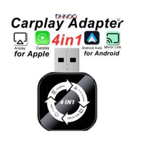 Adaptador 4 en1 CarPlay Inalámbrico para iPhone/Android - Espejo Pantalla Coche, Conexión Auto