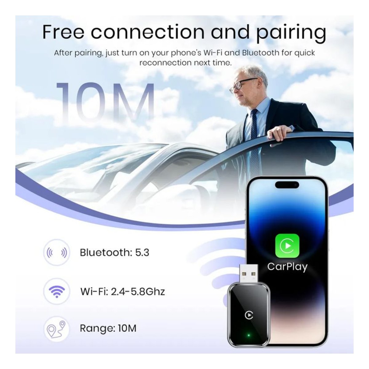 Adaptador Inalámbrico Carplay Para iPhone Y Android Auto