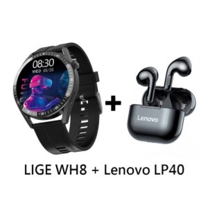 Audífonos Bluetooth Lenovo LP40 y Smartwatch WH8 reloj inteligente