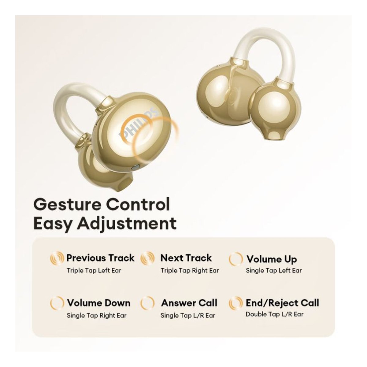 Audífonos Bluetooth Philips TAT3469 - Dorado
