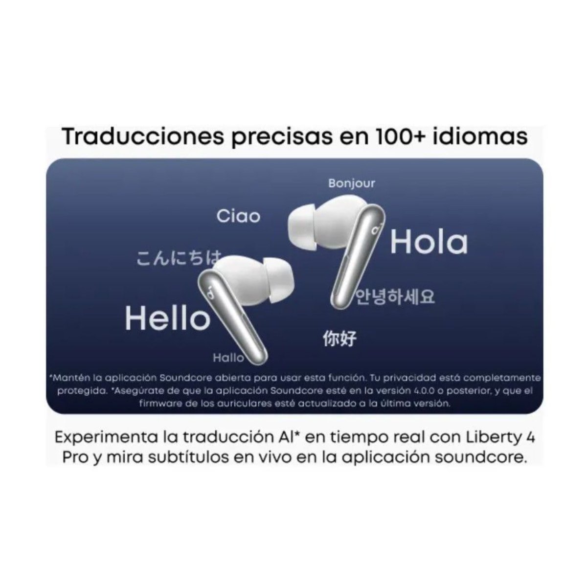 Audífonos Inalámbricos Soundcore Liberty 4 Pro NC con Cancelación de Ruido - Blanco Mate