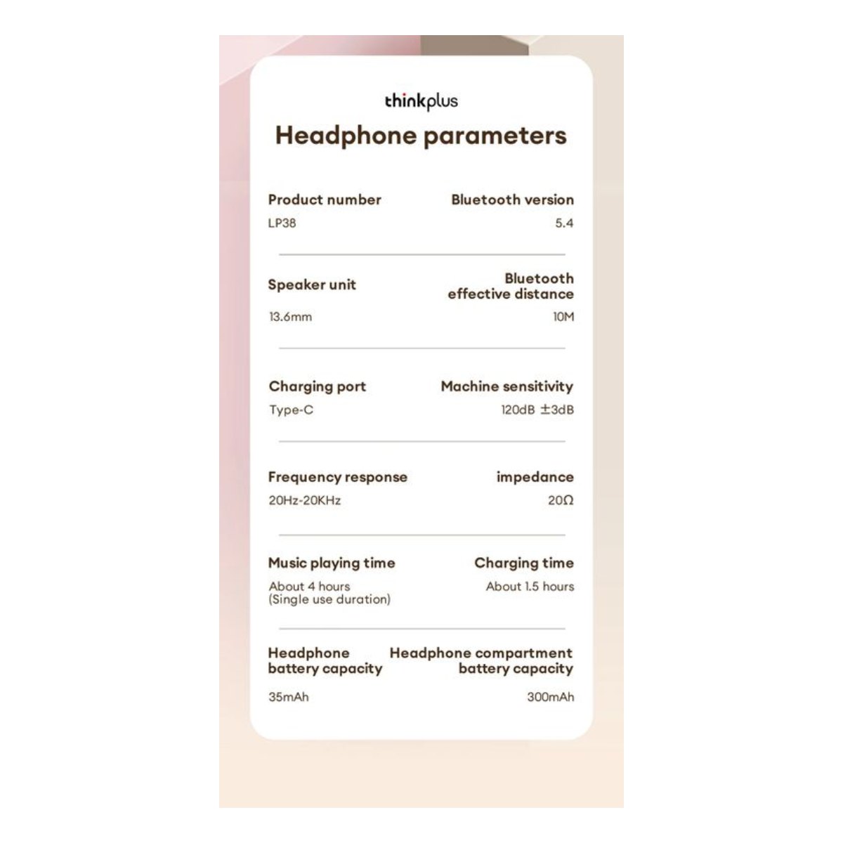 Audífonos Lenovo LP38 Tws Auriculares Bluetooth 54 Earphone - Rosa