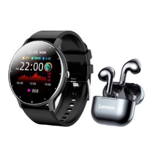 Audífonos Lenovo LP40 y Toumi Fit 2 Watch - Reloj Inteligente (Negro)