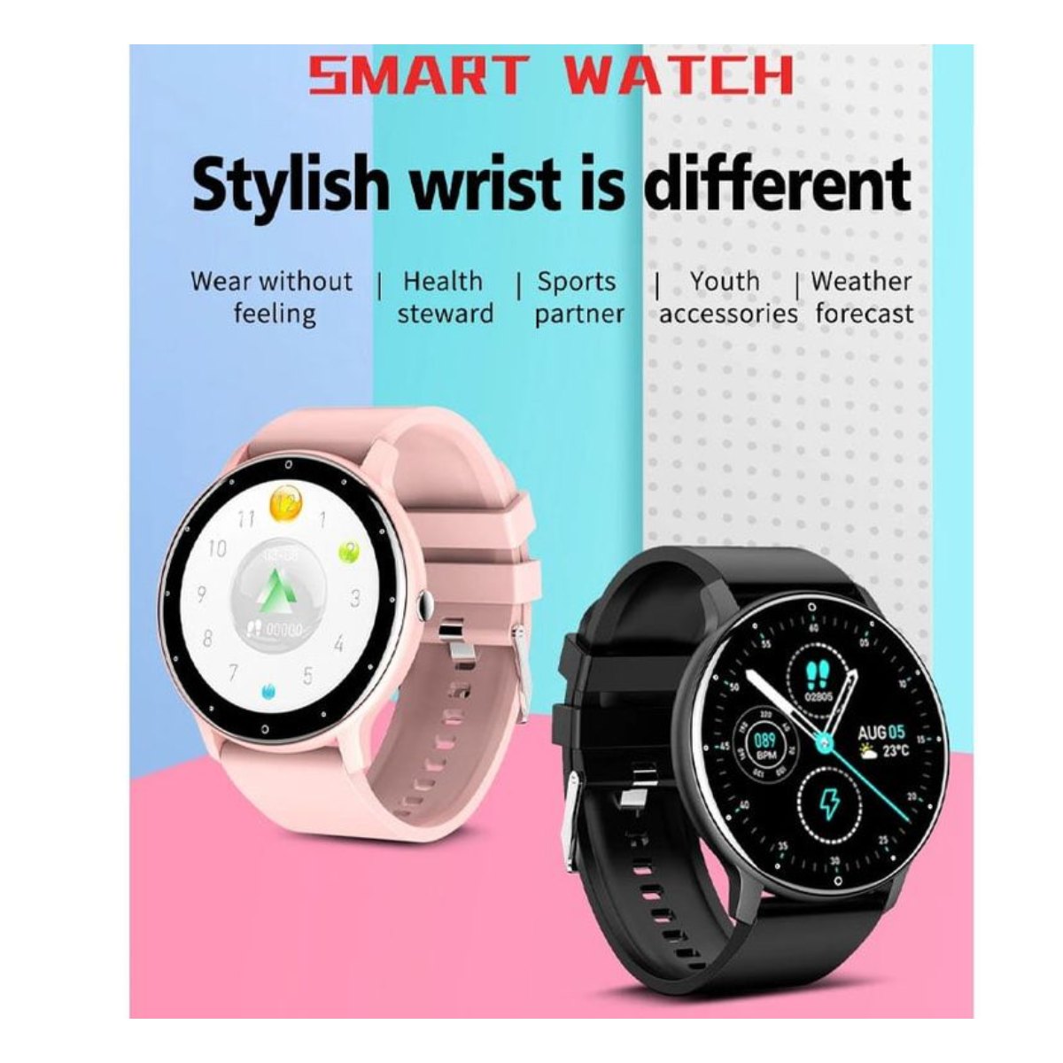 Audífonos Lenovo LP40 y Toumi Fit 2 Watch - Reloj Inteligente (Negro)