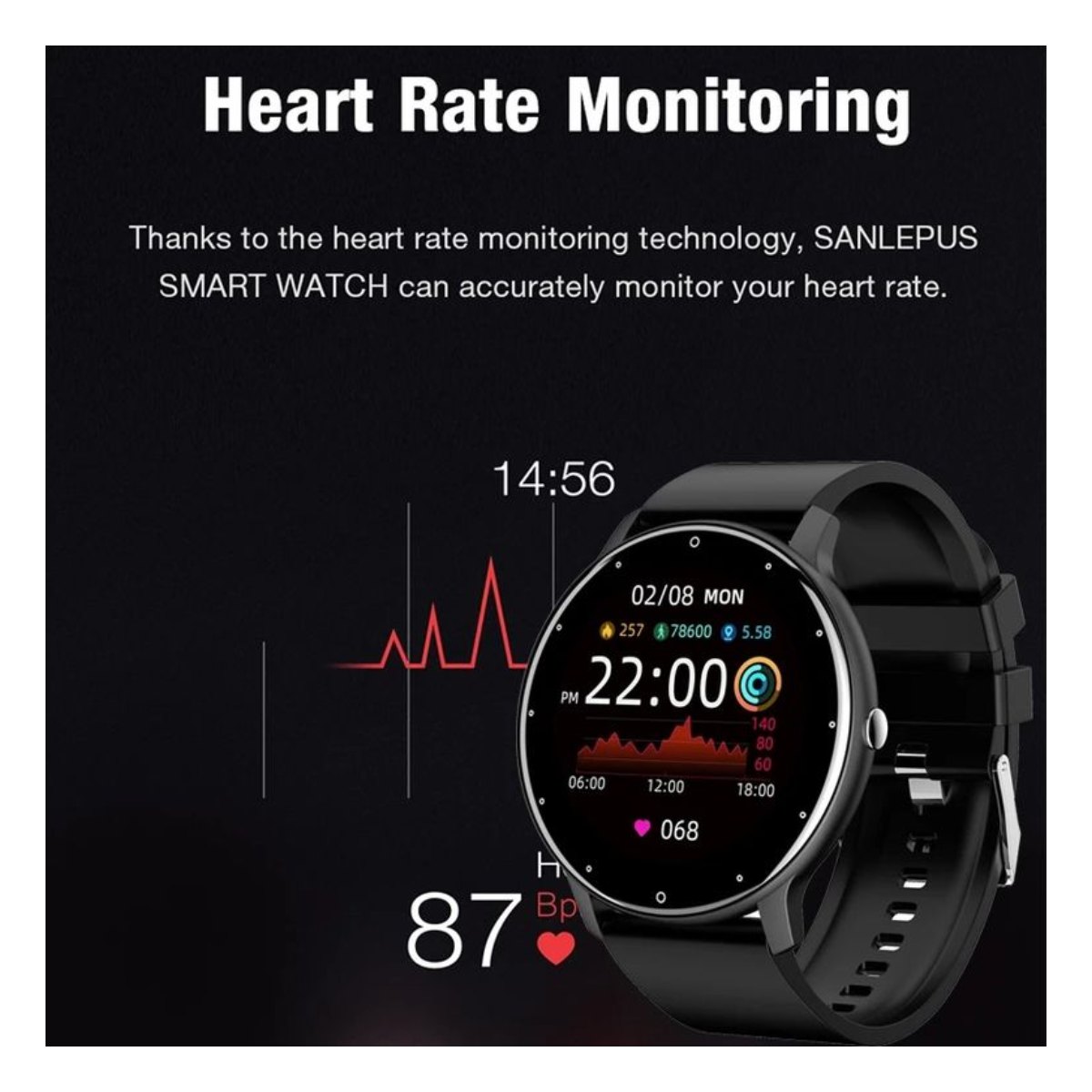 Audífonos Lenovo LP40 y Toumi Fit 2 Watch - Reloj Inteligente (Negro)