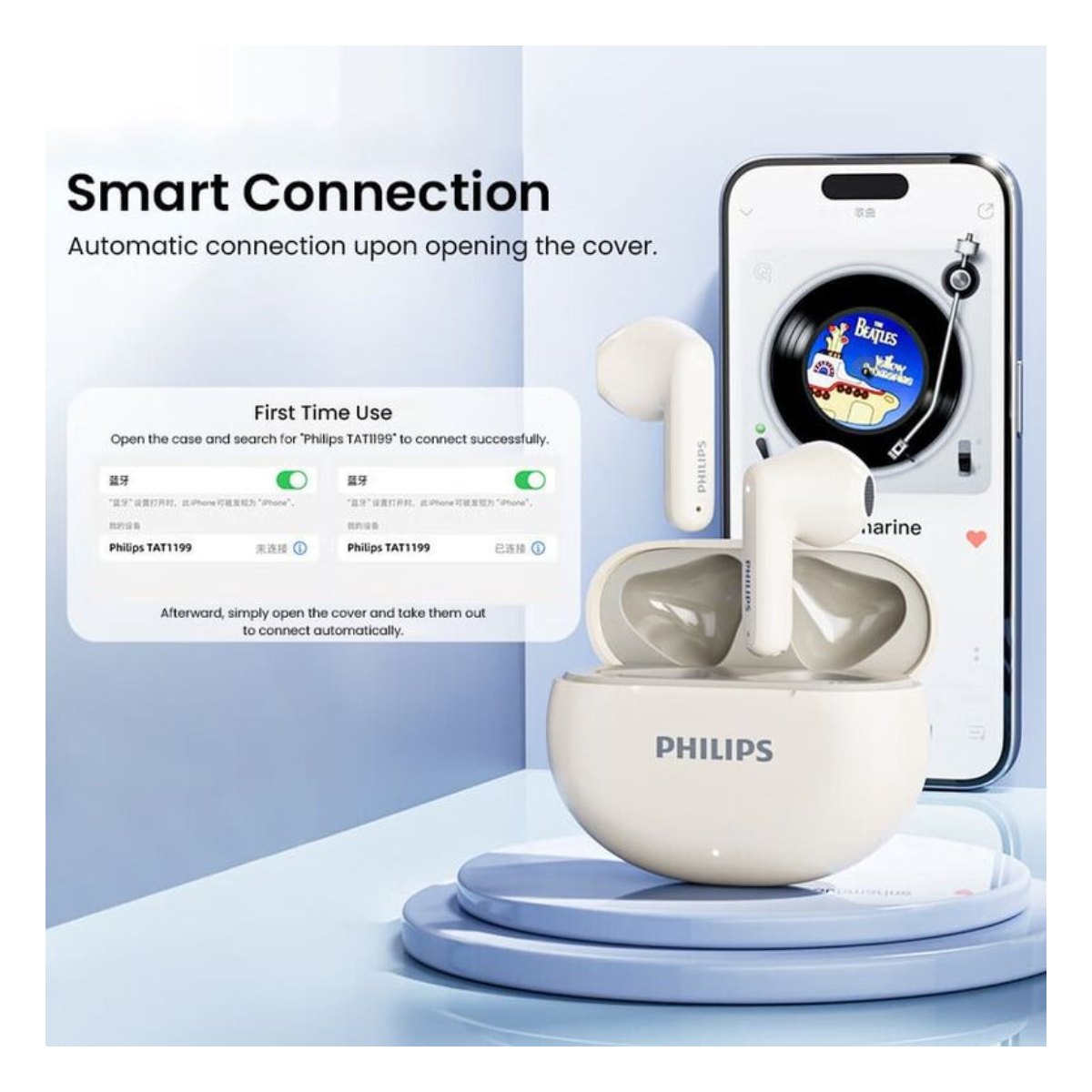 Audífonos Philips True Wireless Bluetooth TAT1199 - Blanco