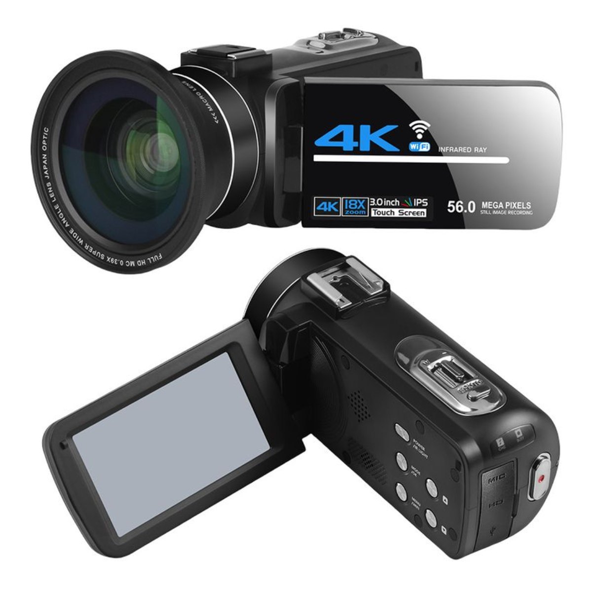 Cámara de video 4K60FPS 56MP RENVMEXY AF2 Negro