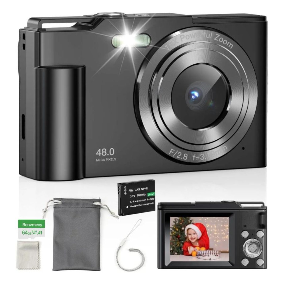 Cámara Digital 48MP 4K RENVMEXY DC311L 64GB Negro