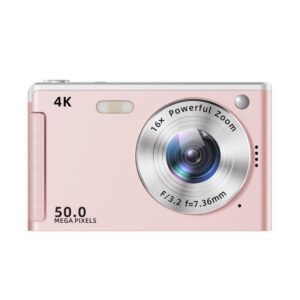 Cámara RENVMEXY M06 Rosa 4K 50MP Compacta Memoria 64GB Incluida