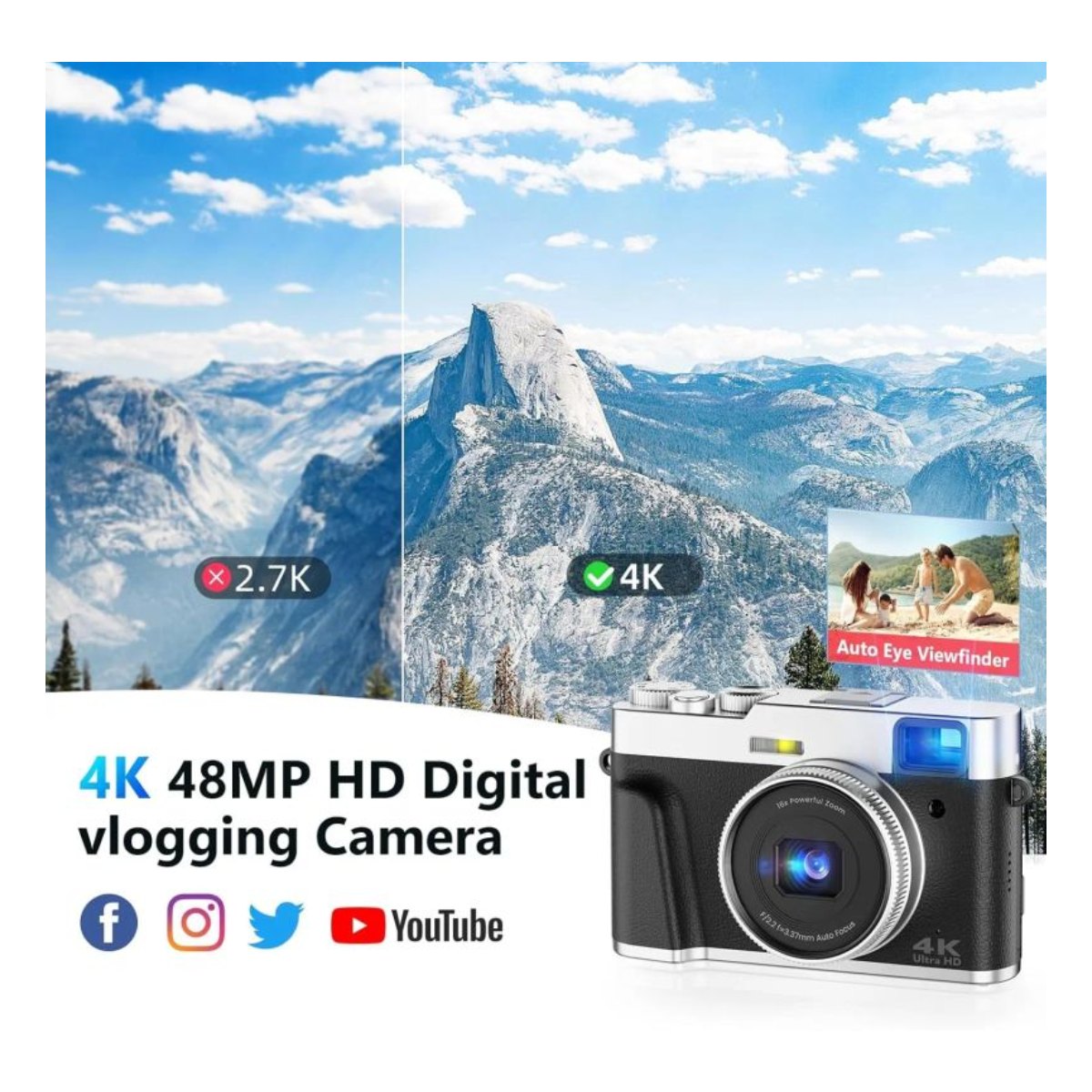 Cámaras digitales 4K 48MP RENVMEXY DC202L 64GB Negro