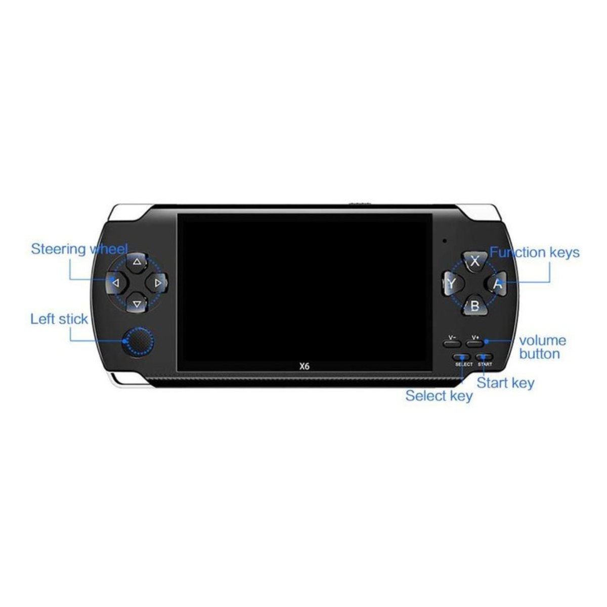 Consola retro de videojuegos X6 8GB - Negro