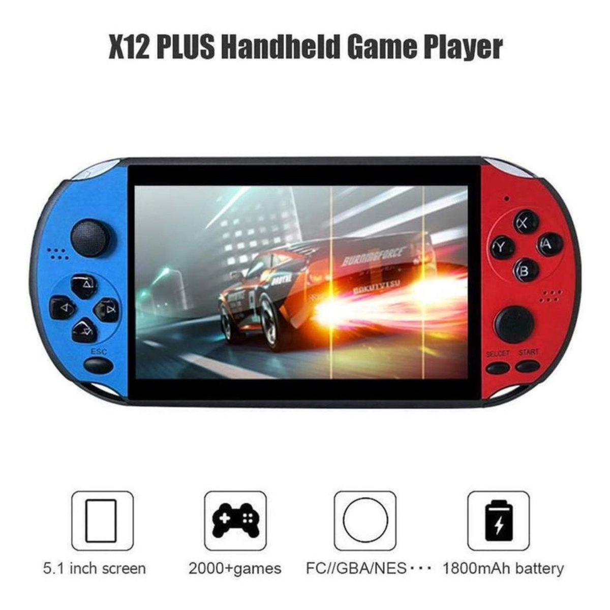 Consola retro x12 plus 16GB con 7 pulgadas pantalla- Azul