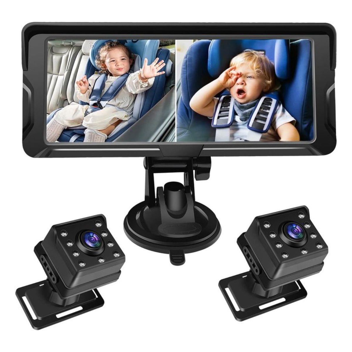 Doble Cámara Coche Bebé Asiento Trasero, Pantalla HD de 7 Pulgadas 1080p para vehículos