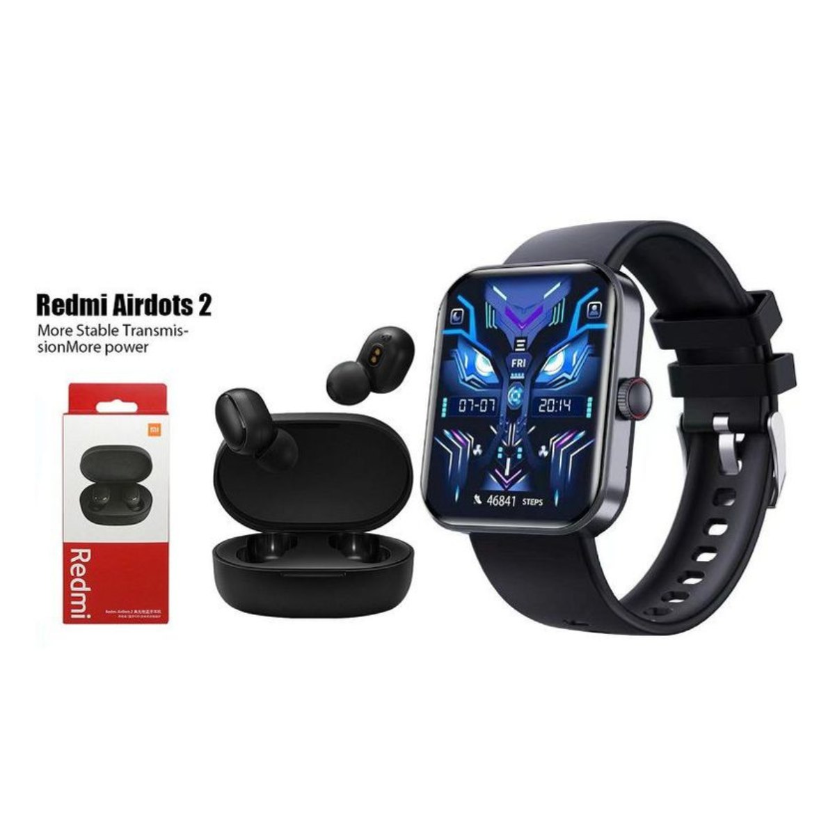 F16-Negro reloj inteligente deportivo+combo Redmi AirDots2