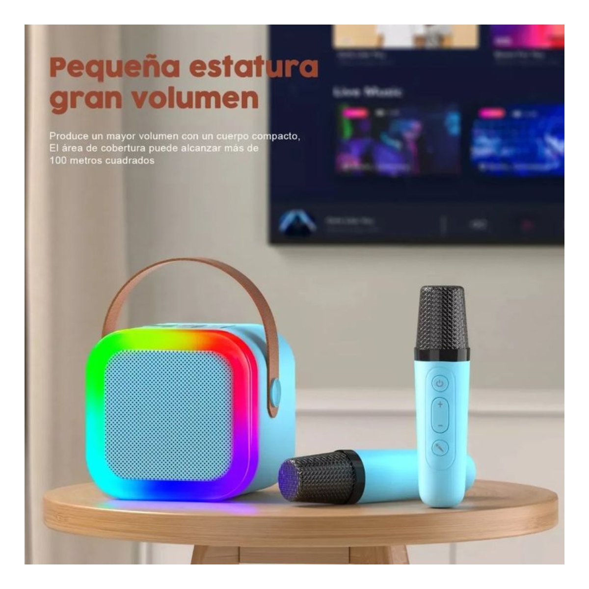 Máquina De Karaoke Mertto Altavoz Bluetooth Para Niños 2 Micrófonos Color Azul