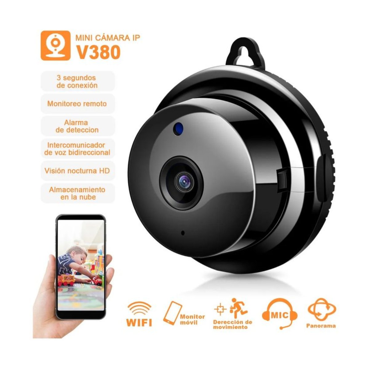 Mini Cámara V380 Pro Wifi Inalámbrica 1080p Visión Nocturna