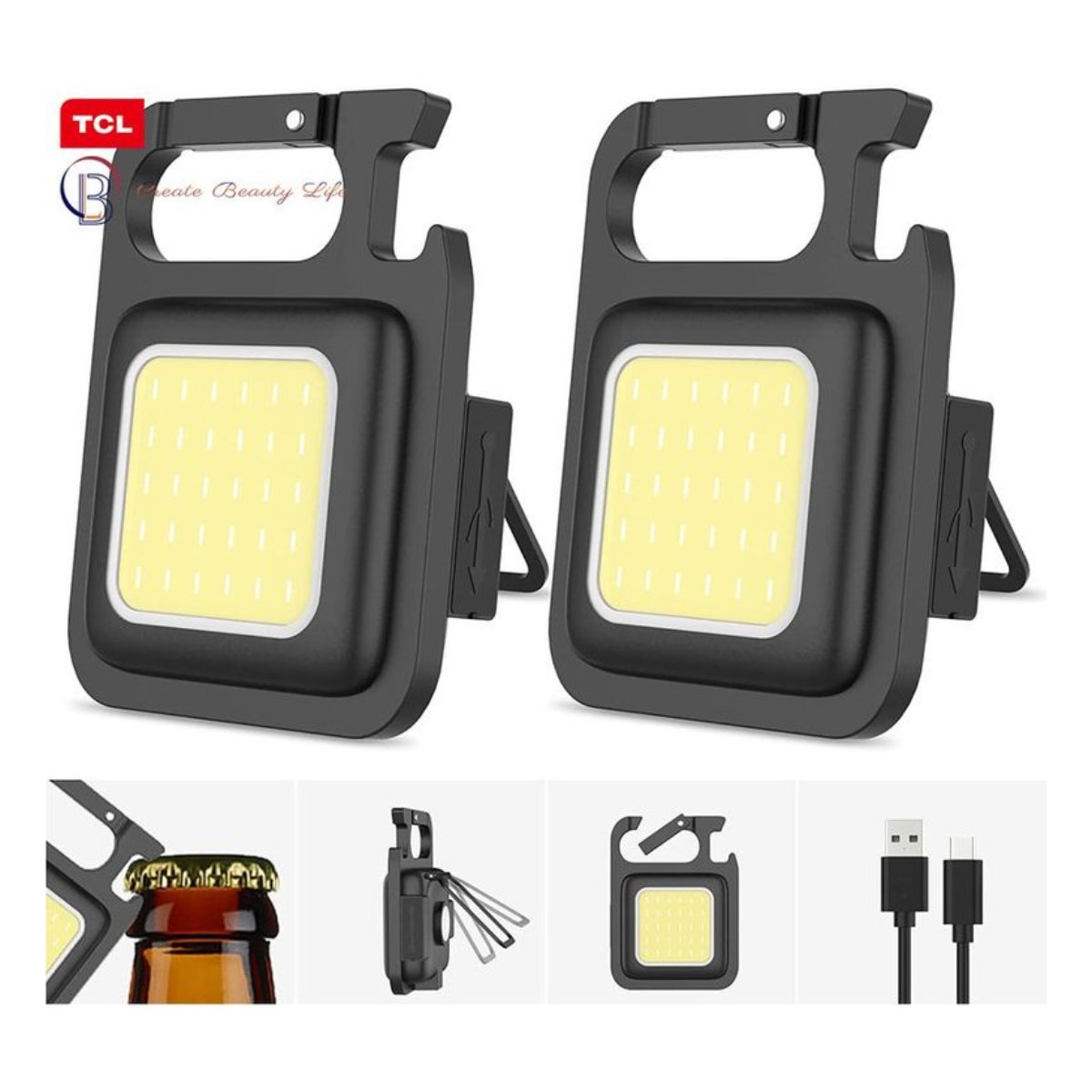 Mini linterna recargable con llavero - Pack de 2