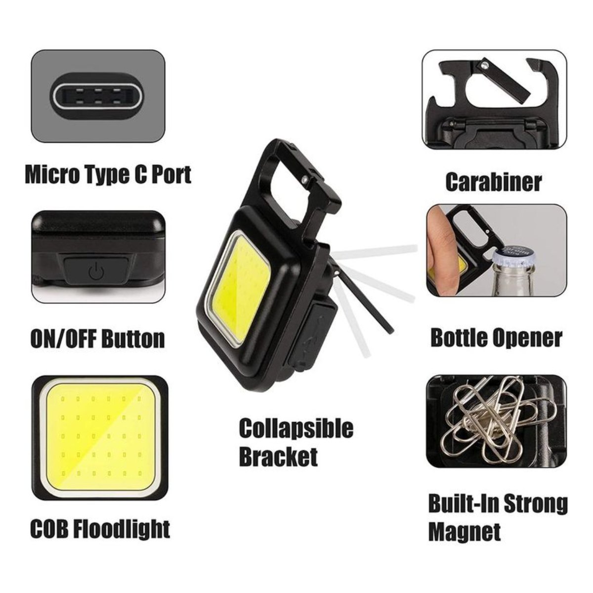 Mini linterna recargable con llavero - Pack de 2