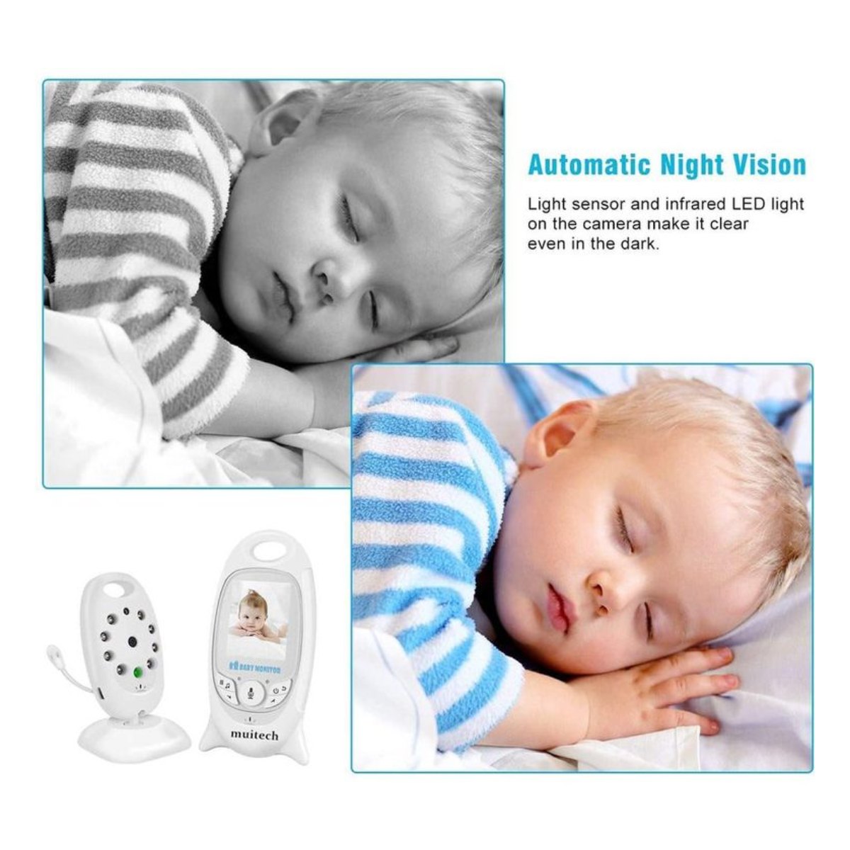 Monitor para bebés con micrófono y visión nocturna