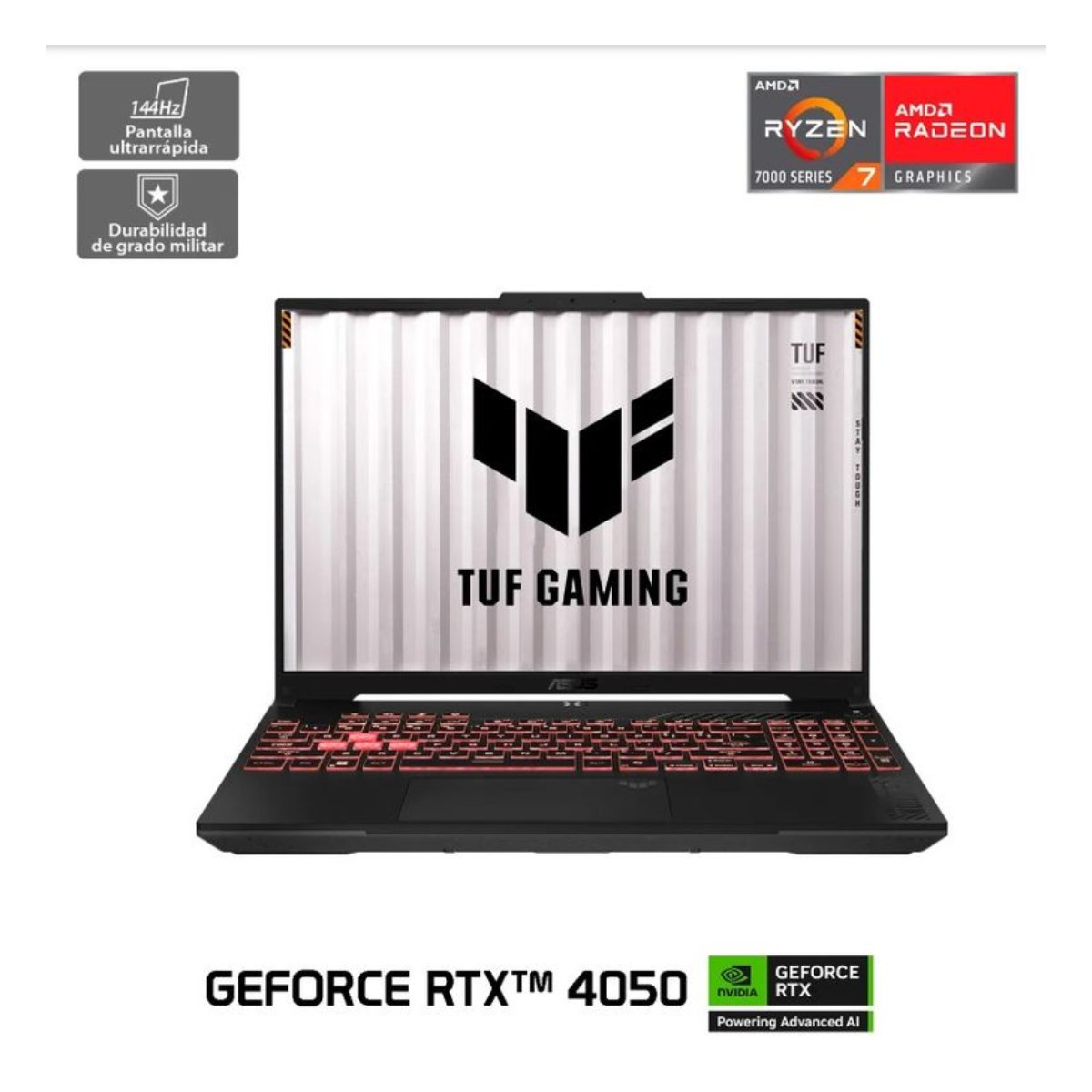 Notebook Gamer ASUS TUF A16 AMD Ryzen 7 NVIDIA RTX 4050 6GB WIN 11 16GB 512GB SSD 16 Pulgadas