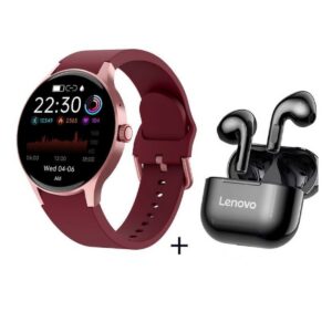 Pantalla AMOLED reloj inteligente deportivo + Lenovo LP40 - Rojo