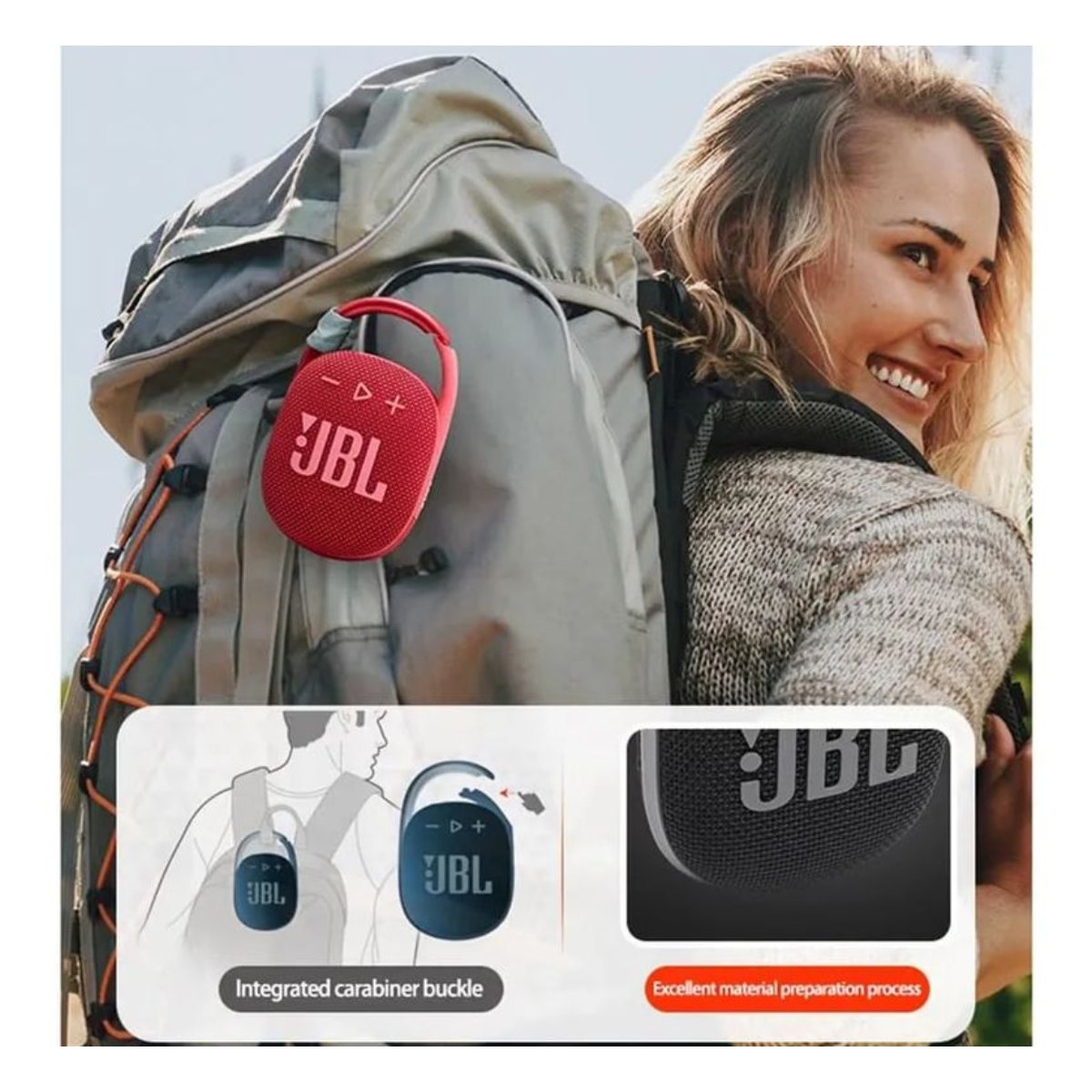 Parlante Bluetooth JBL Clip 4 Rosa y Estuche-Rosa