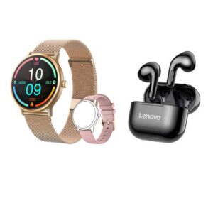 Reloj inteligente resistente al agua Y86 rosa + combo lenovo lp40