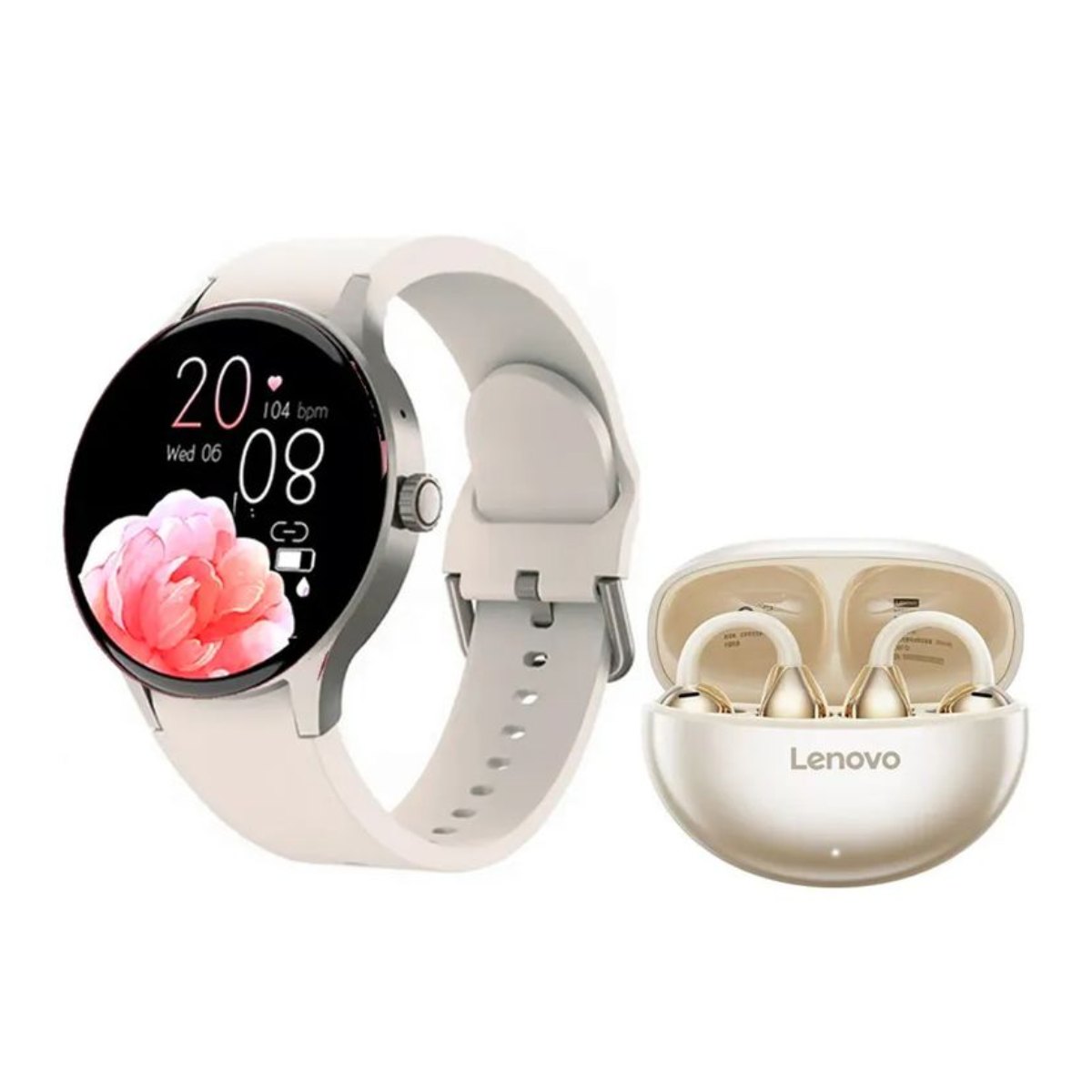 Reloj inteligente Y80 Rosa Smartwatch y Audífonos Lenovo TA140