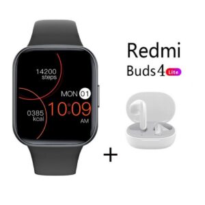 Reloj inteligente Y83 Negro + xiaomi Redmi Buds 4 Lite - Blanco