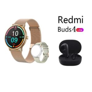 Reloj inteligente Y86 Dorado + Xiaomi Redmi Buds 4 Lite Negro