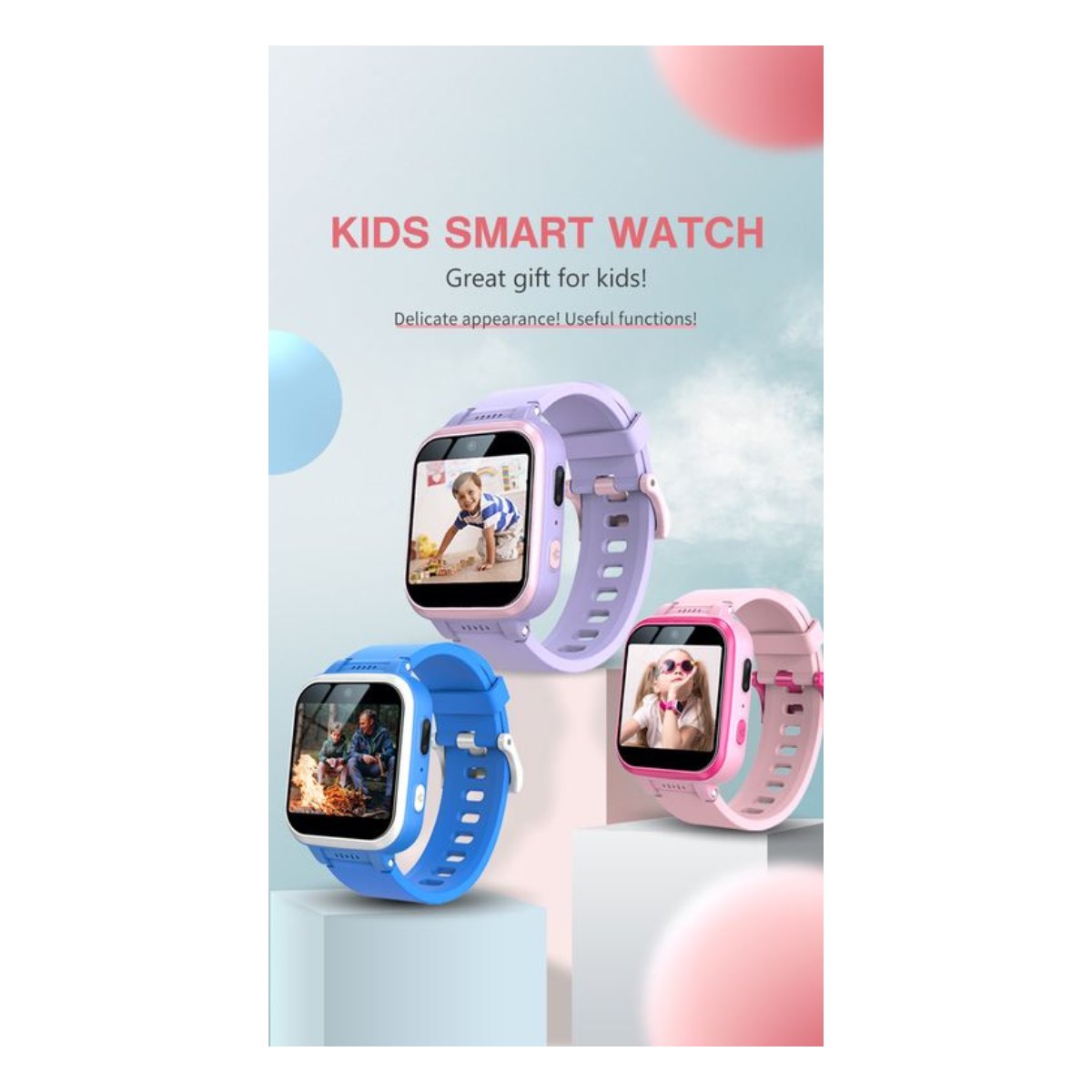 Reloj multifuncional para teléfono con juegos para niños-púrpura