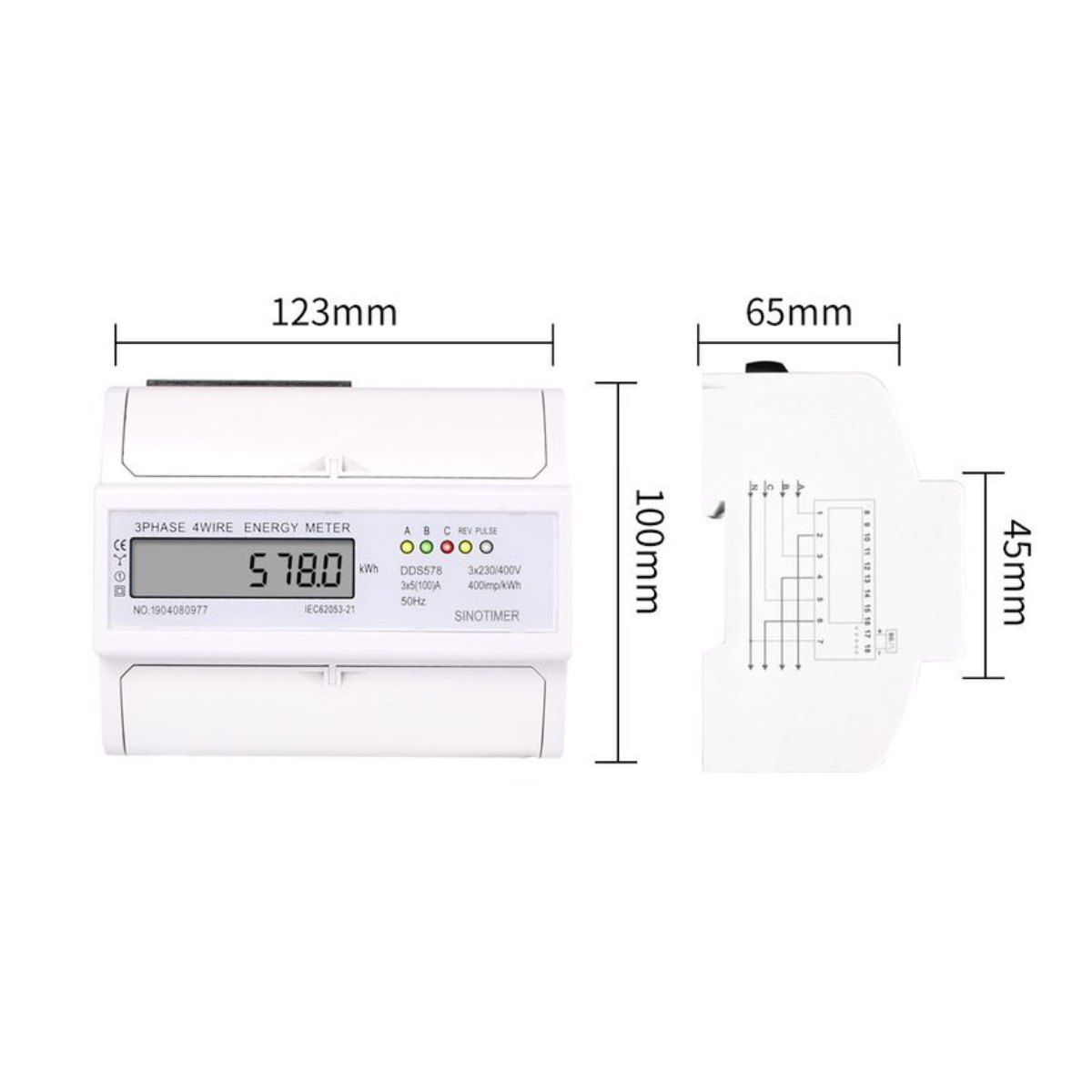 Remarcador trifásico IEC62053-21 400 imp/kwh/400V