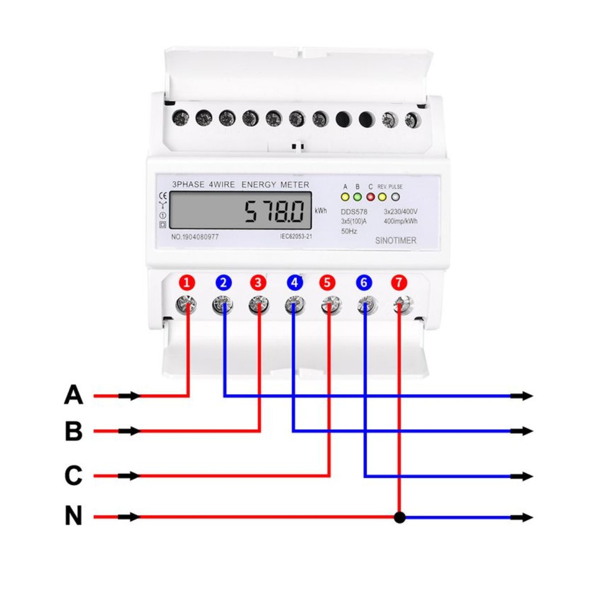 Remarcador trifásico IEC62053-21 400 imp/kwh/400V
