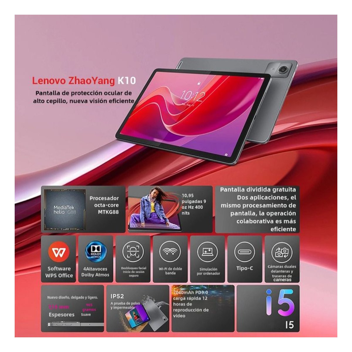 Tablet Lenovo M11 8GB+128GB WiFi + Lápiz + Case Púrpura
