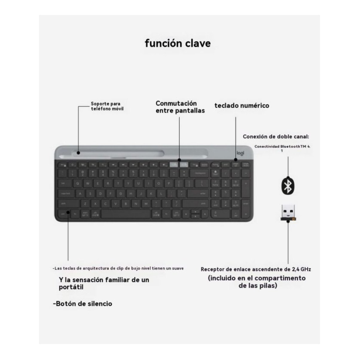 Teclado Logitech K580 Bluetooth multidispositivo Negro