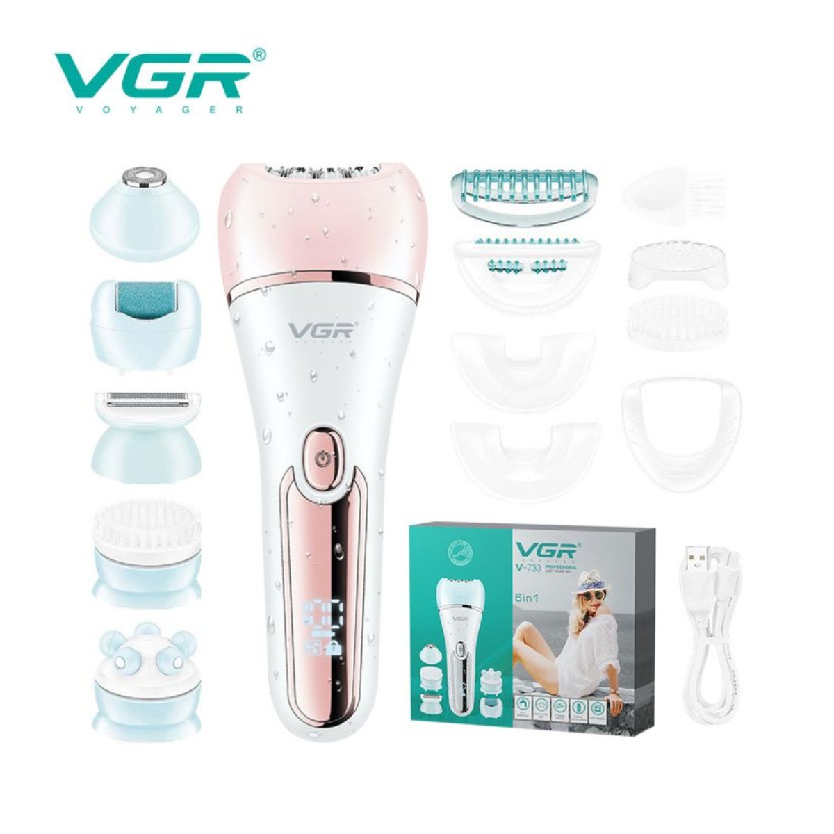 VGR 6 En 1 Depiladora eléctrica para el cabello para mujerrosa