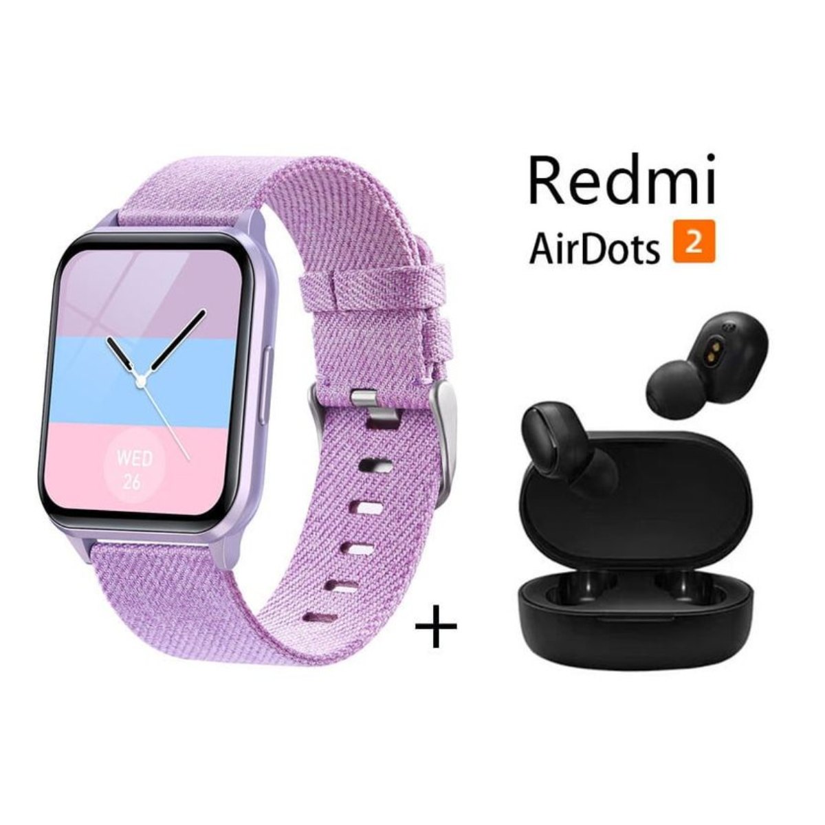Y79 reloj inteligente deportivo + combo Redmi AirDots 2 - púrpura