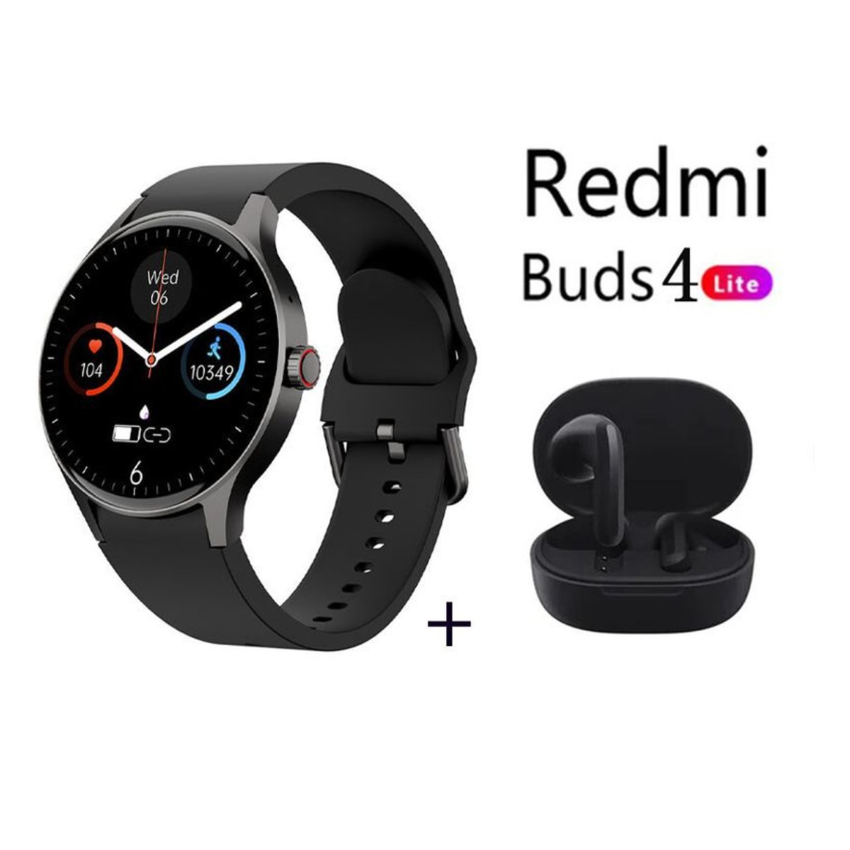 Y80 reloj inteligente deportivo Negro + Redmi Buds 4 Lite - Negro