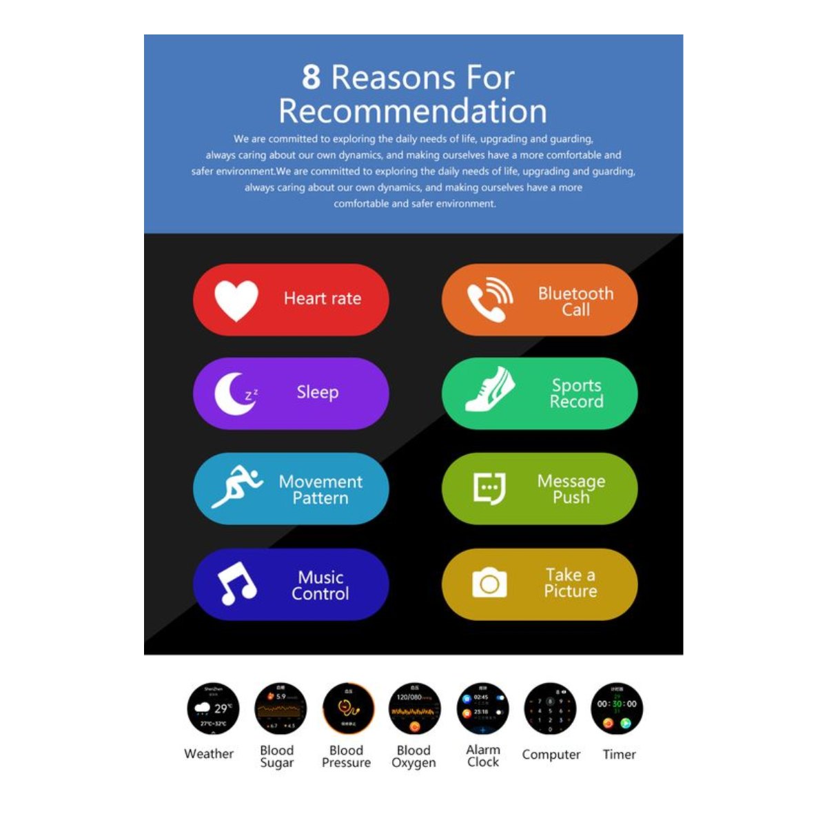 Y80 reloj inteligente deportivo Negro + Redmi Buds 4 Lite - Negro