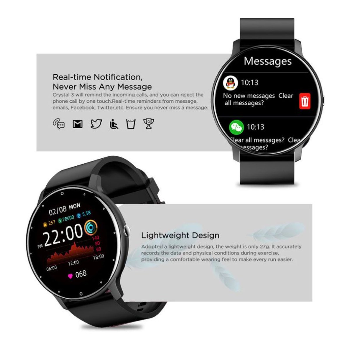 ZL02D reloj inteligente deportivo + combo Lenovo HT38-Rosa